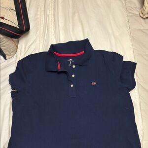Vineyard Vines Navy Blue  Polo with Red Details